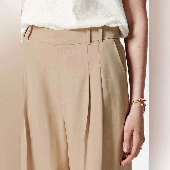 & Other Stories Tailored High Waist Trousers Cropped Beige Size 4 Like New - Picture 3 of 11